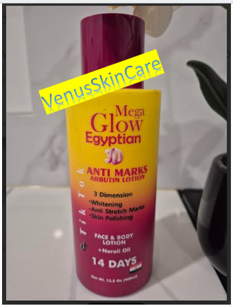 Tiktok Mega Glow 14 days Egyptian Anti Marks Arbutin Face & Body Lotion 400ml